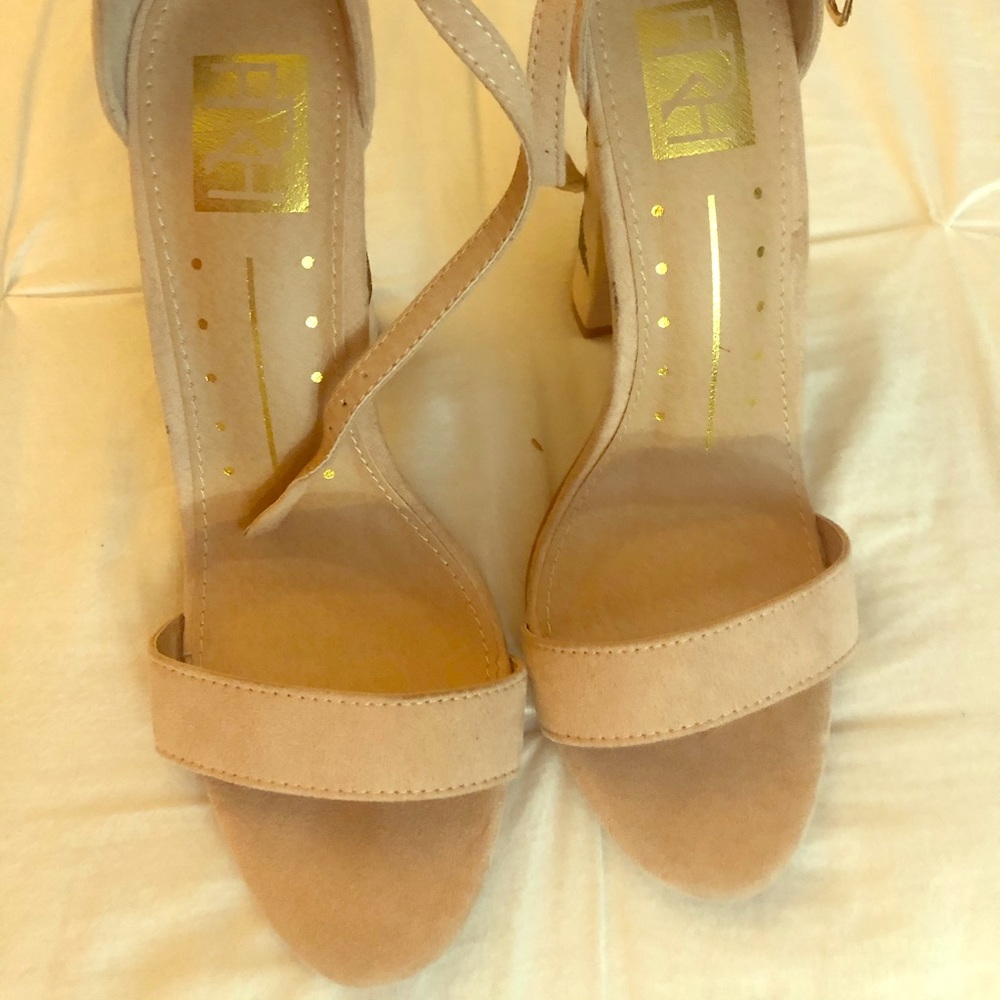 Nude with embroidered roses 5inch heels